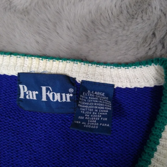 Vintage 90s Par Four Argyle Embroidered Golf Sweater XL Unisex - Picture 4 of 5